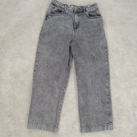 COLLUSION Denim - Collusion Jeans Womens 28 Gray Charcoal Wash Wide Leg High Rise Crop Denim